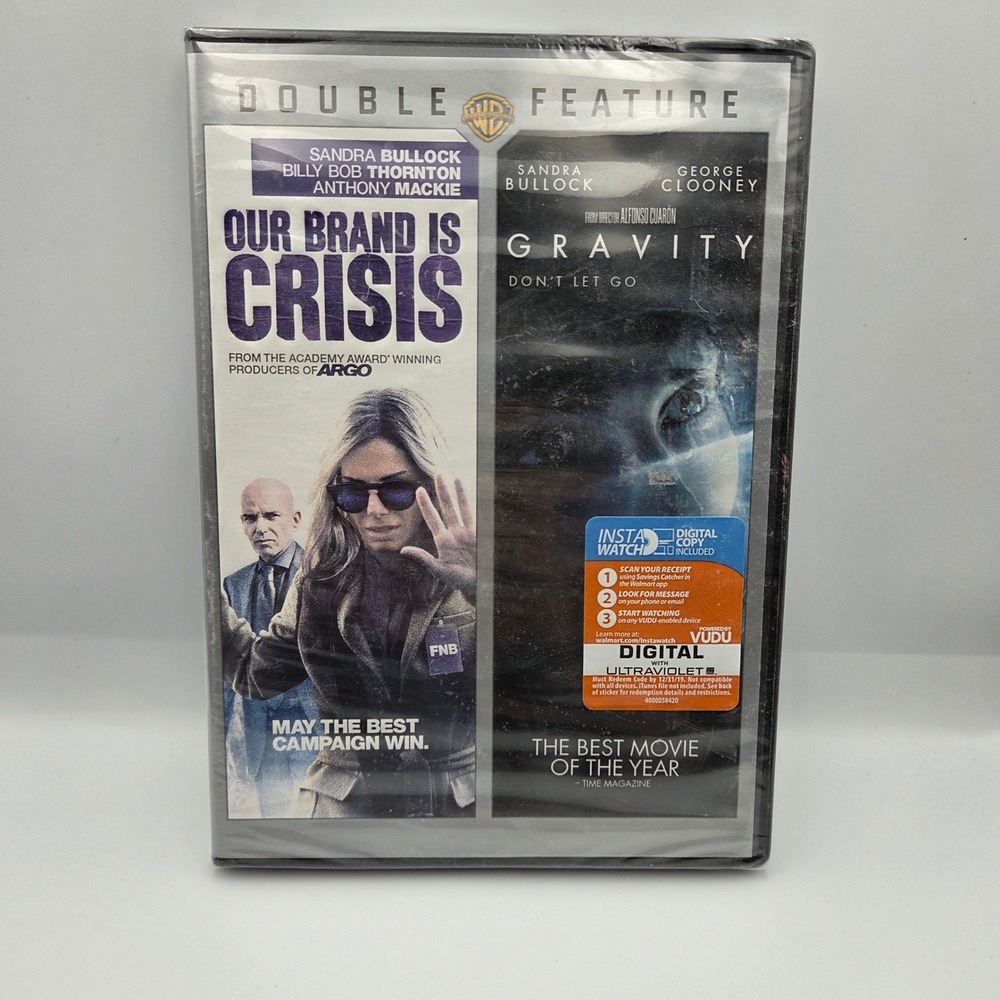 Warner Bros DVD Double Feature Our Brand Is Crisis Gravity Sandra Bullock New